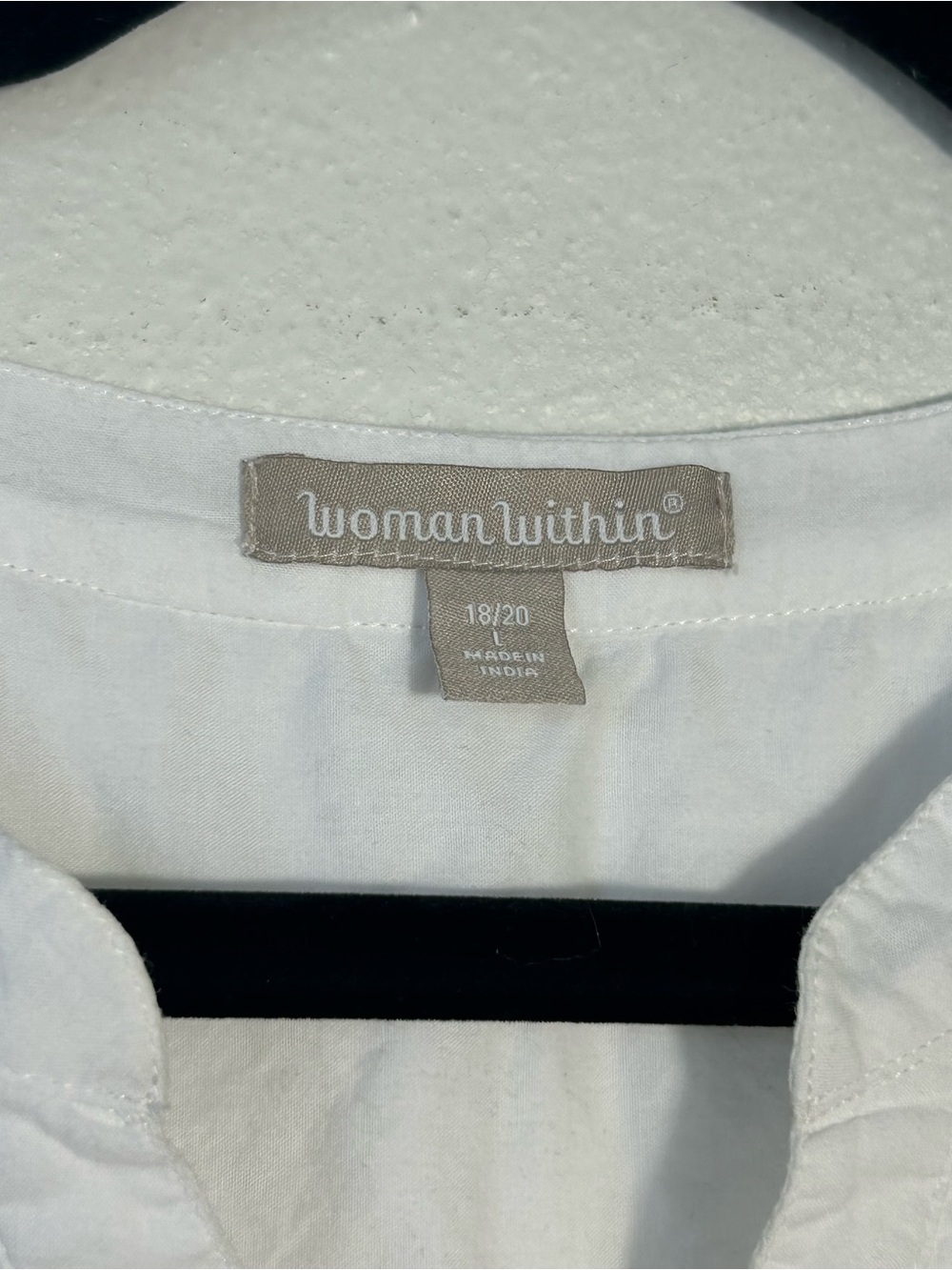 Woman Within White Eyelet Pintuck Tunic Top Plus Size L 18/20 Cotton Boho Blouse - Picture 3 of 7